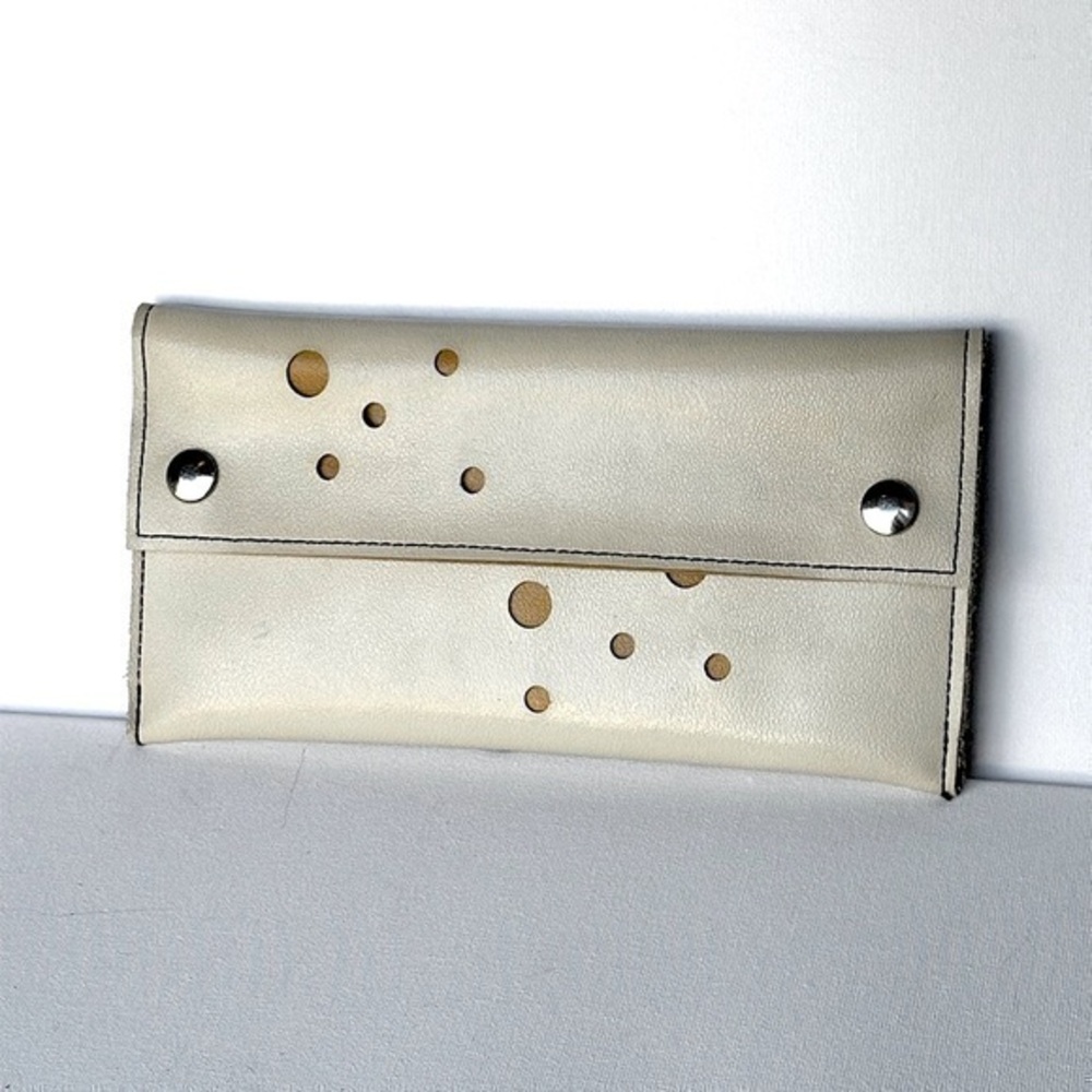 Holly Aiken Wallet - Large Blast Dots cream and canary yellow handmade